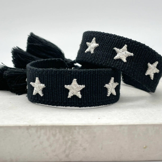 STARS svart uttalande armband vävt, broderat image 0