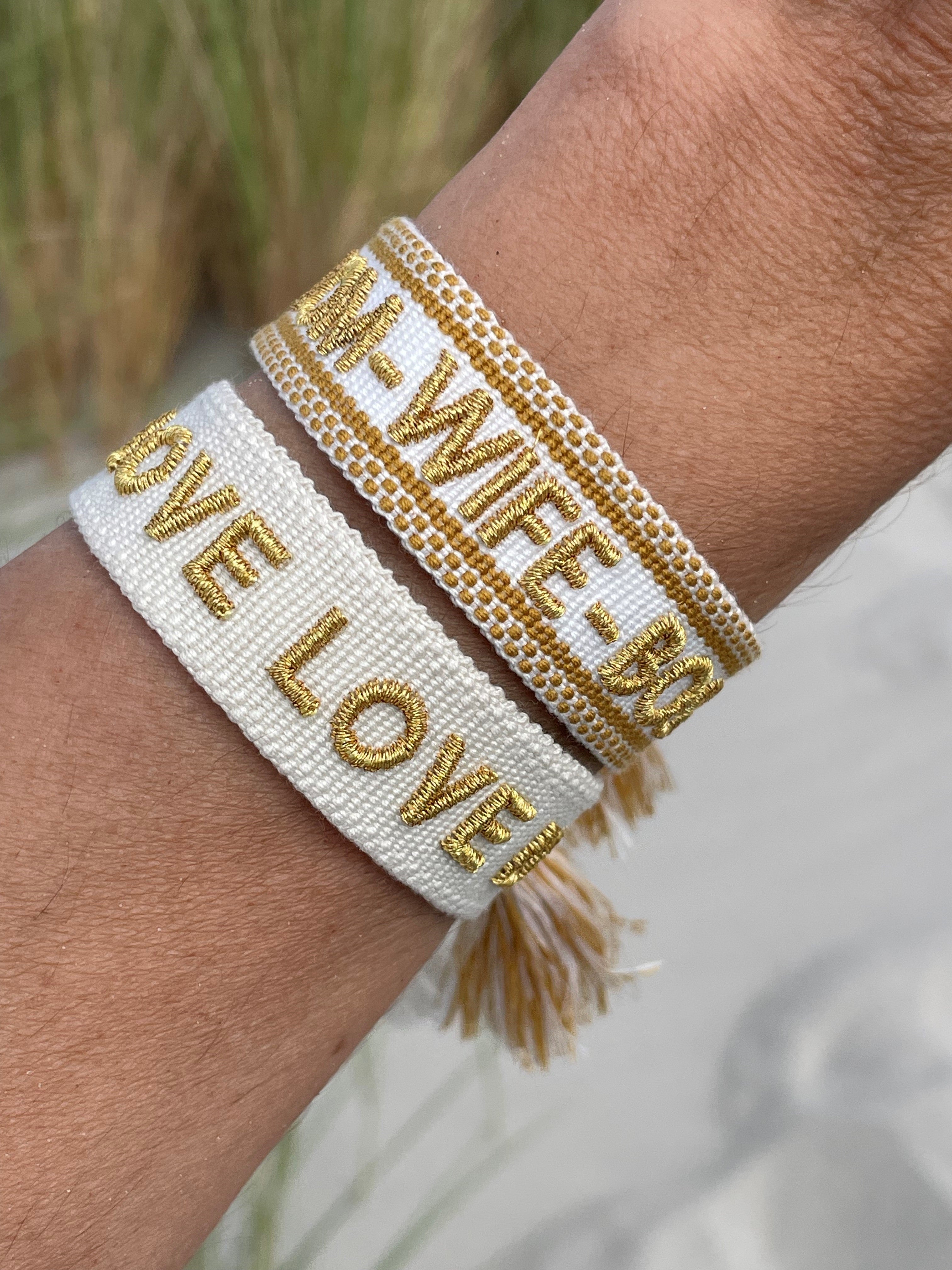 MOM WIFE BOSS uttalande armband vävt, broderat image 1