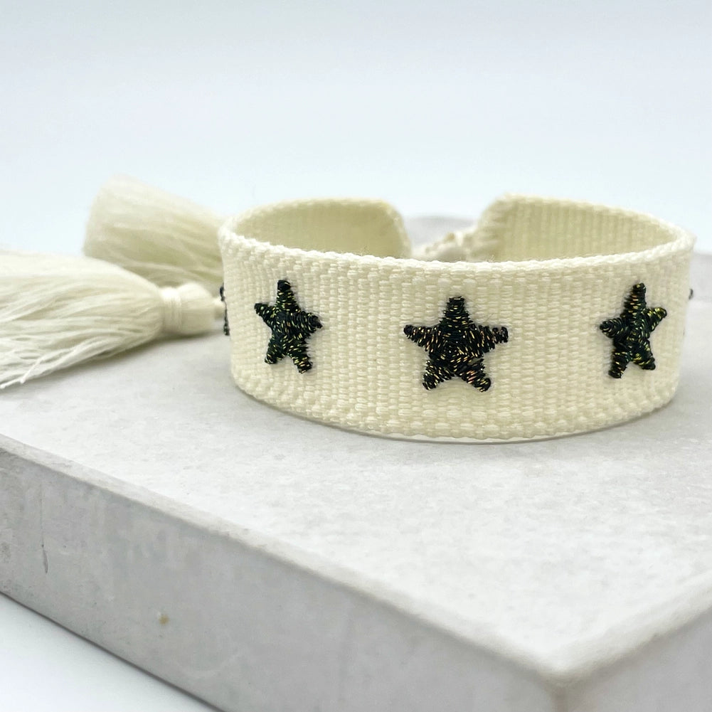 STARS uttalande armband vävt, broderat image 1