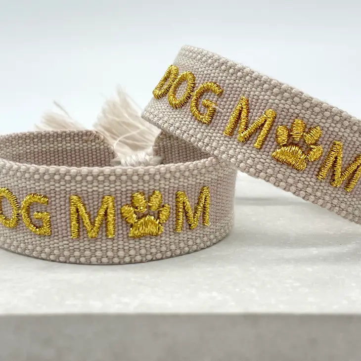 DOG MOM uttalande armband vävt, broderat image 1
