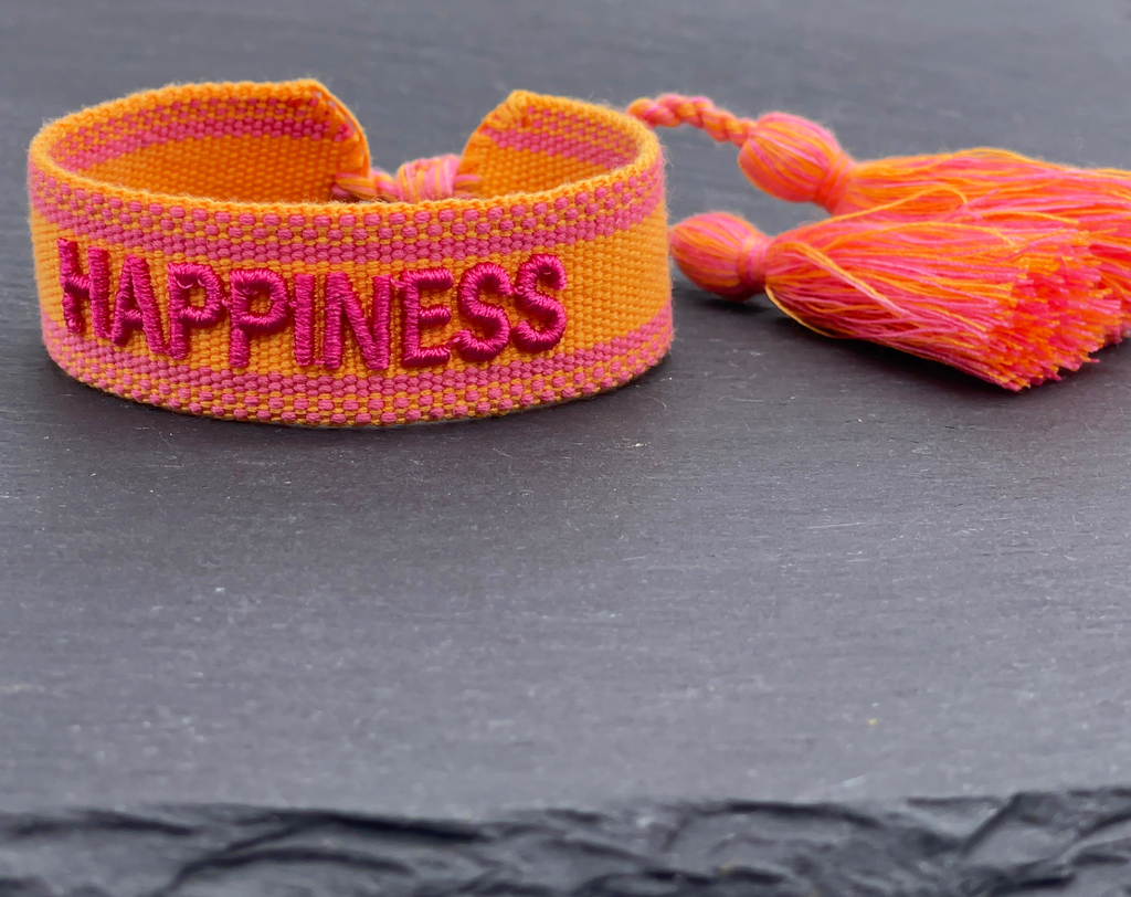 HAPPINESS uttalande armband vävt, broderat image 1