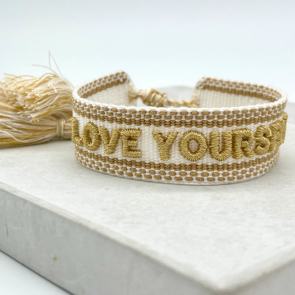 LOVE YOURSELF uttalande armband vävt, broderat image 2
