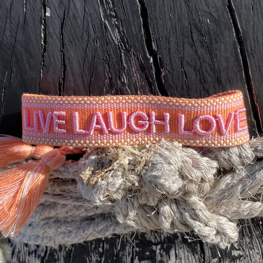 LIVE LOUGH LOVE uttalande armband vävt, broderat image 0