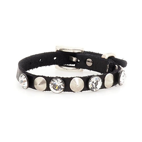 Campomaggi AFRODITE enkel armband i läder med nitar och strass image 0